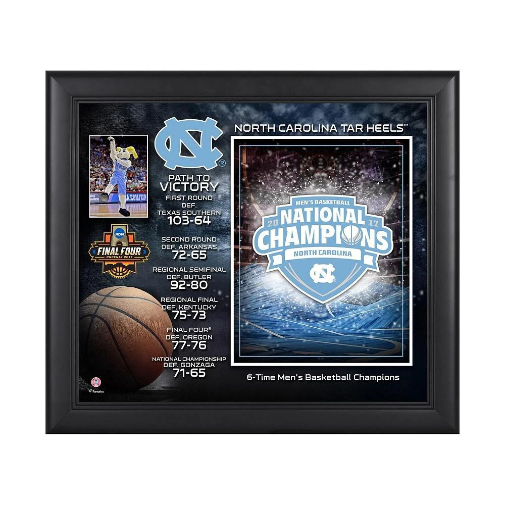 商品Fanatics Authentic|North Carolina Tar Heels Framed 15" x 17" 2017 NCAA Men's Basketball National Champions Collage,价格¥374,第1张图片