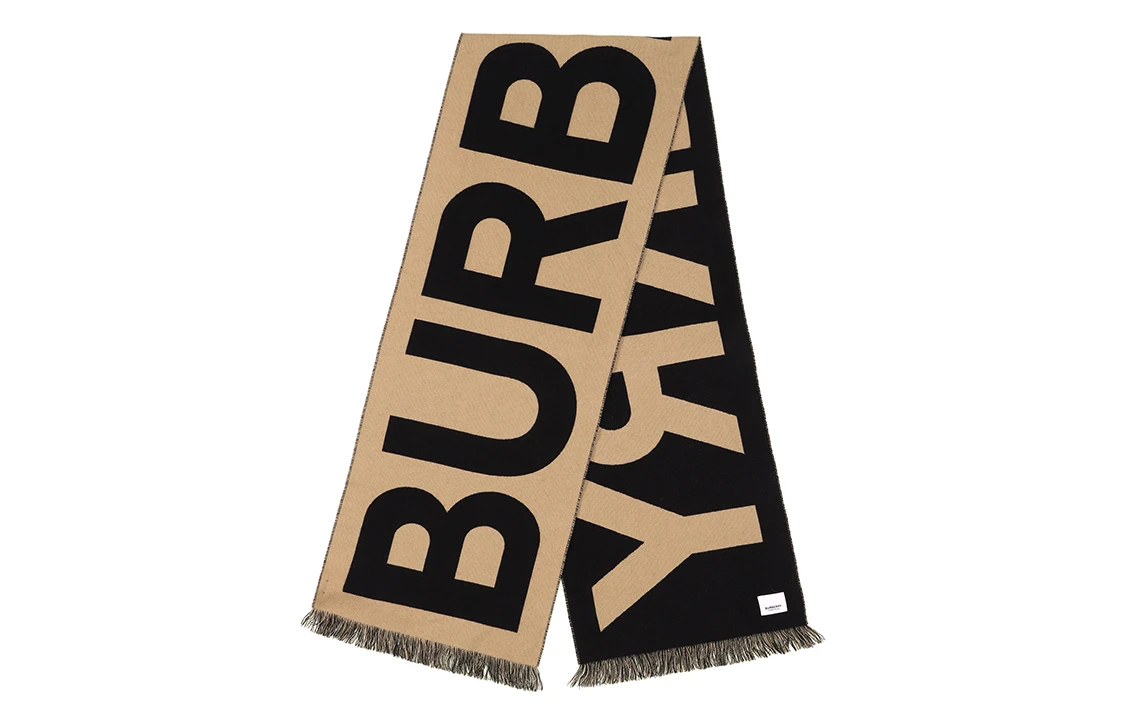 商品[国内直发] Burberry|[预售3天]博柏利 Logo Wool Jacquard Scarf 大字母Logo徽标羊毛提花 绒线围巾 女款 卡其色/黑色,价格¥2627,第11张图片详细描述