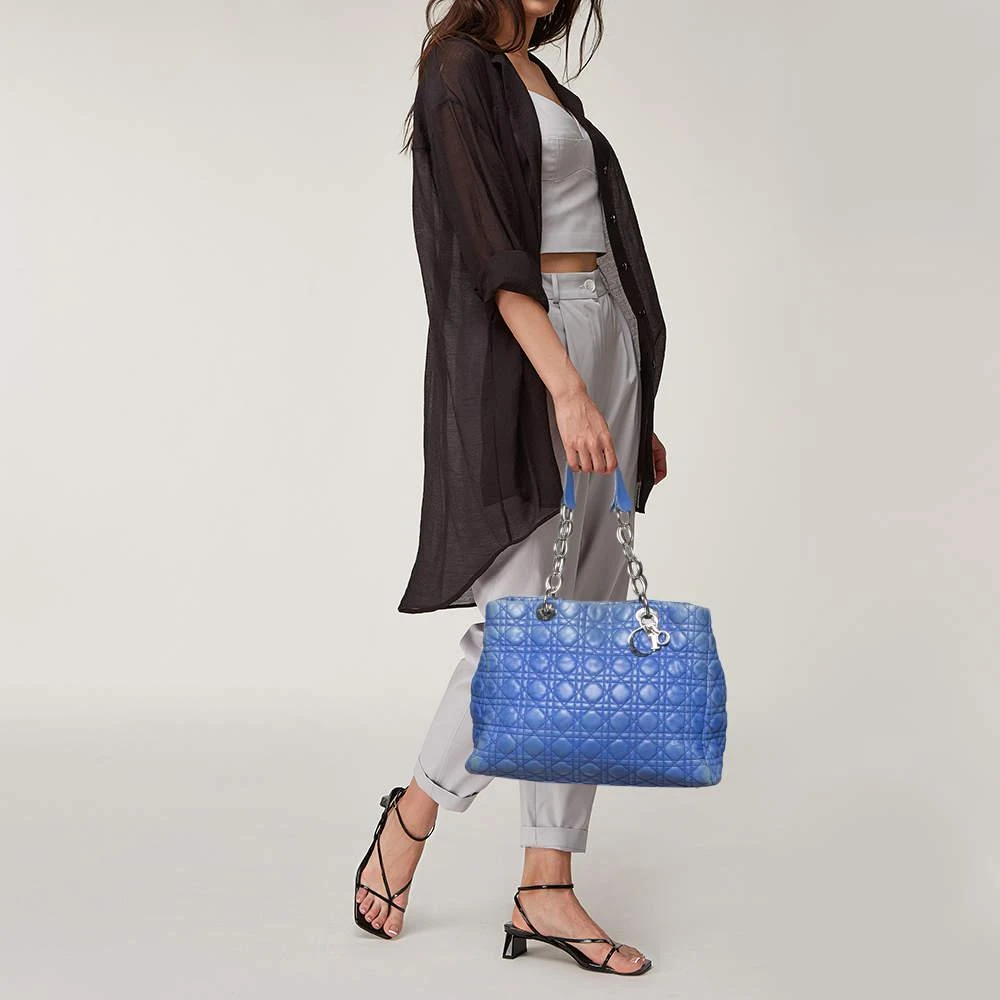 商品[二手商品] Dior|Dior Blue Cannage Leather Large Soft Lady Dior Shopping Tote,价格¥3164,第2张图片详细描述