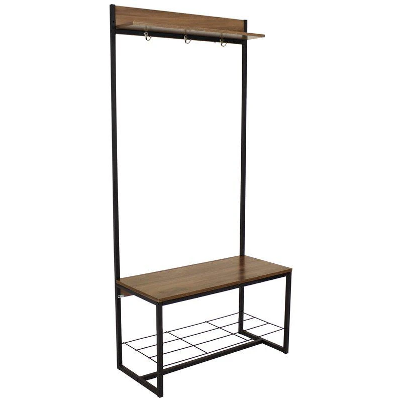 商品Sunnydaze Decor|Industrial MDP Hall Tree With Coat/Shoe Rack 67",价格¥1026,第1张图片