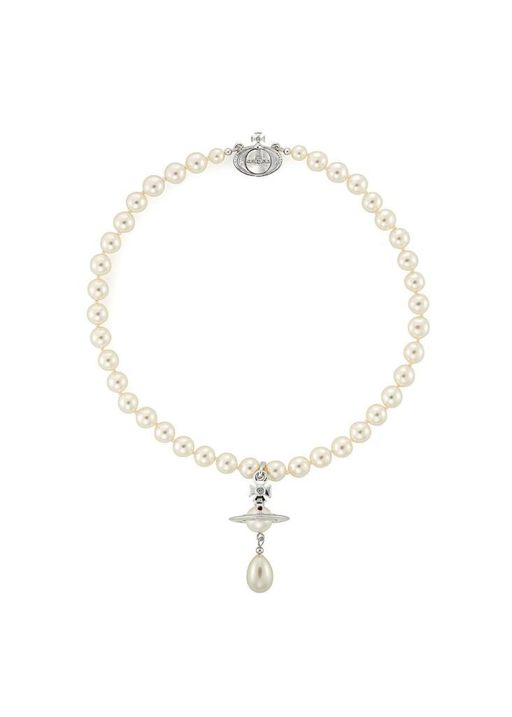 商品Vivienne Westwood|one row pearl drop choker platinum,价格¥1961,第1张图片