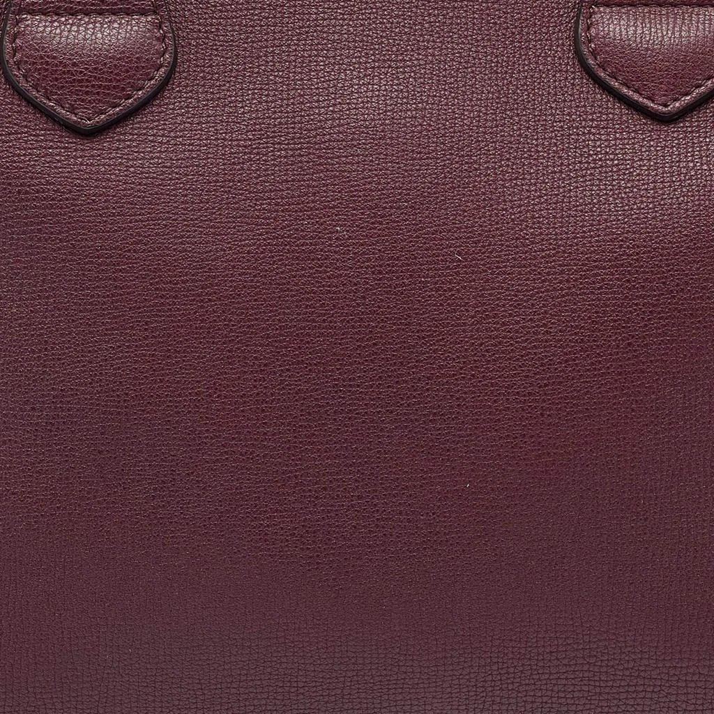 商品[二手商品] Burberry|Burberry Burgundy Leather and House Check Fabric Medium Banner Tote,价格¥4397,第5张图片详细描述