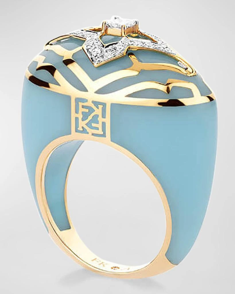 商品Farah Khan Atelier|18Kt Yellow Gold Riva Blue Jodhpur Vivacious Ring, Size 7,价格¥15364,第4张图片详细描述