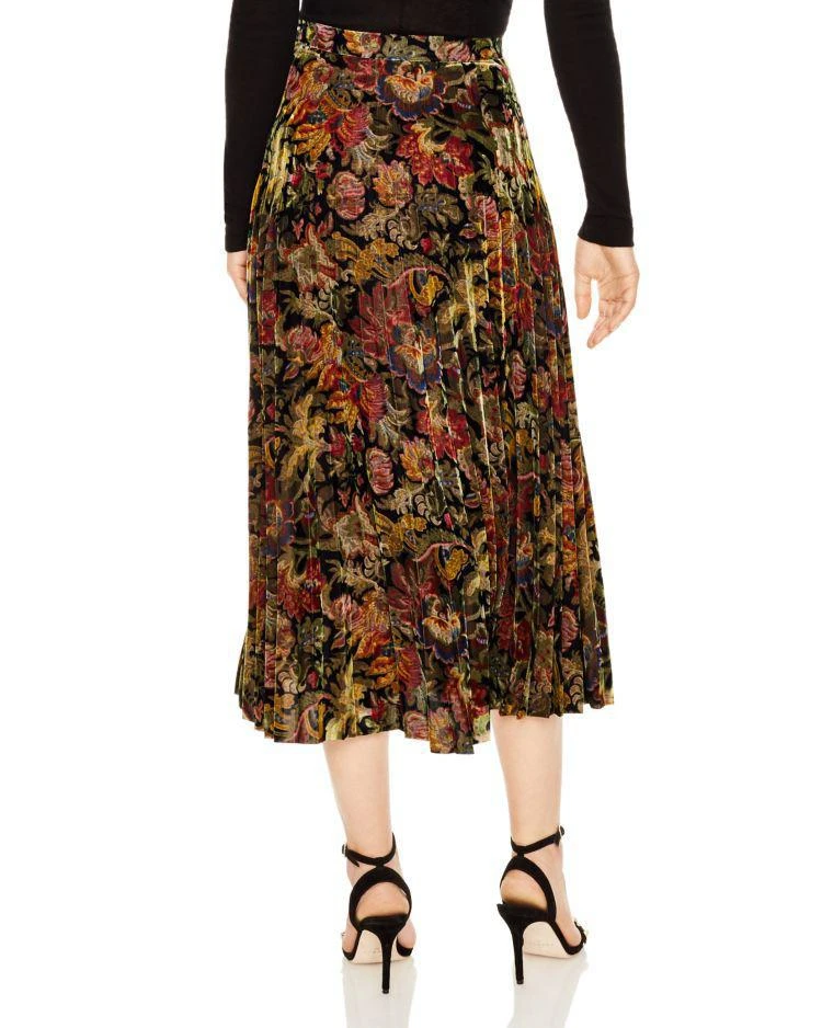 商品Sandro|Ellen Pleated Velvet Floral-Print Midi Skirt,价格¥1400,第2张图片详细描述