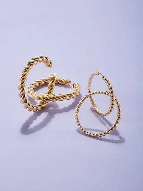 商品Roberto Coin|18K Yellow Gold Beaded Hoop Earrings,价格¥25057,第3张图片详细描述
