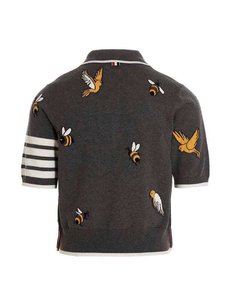 商品Thom Browne|Thom Browne 4-Bar Birds Bee Intarsia-Knitted Polo Shirt,价格¥5076,第2张图片详细描述