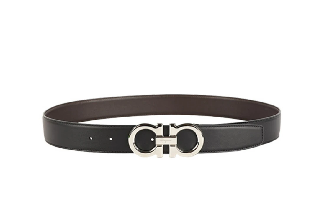 商品[国内直发] Salvatore Ferragamo|【可定制刻字】 FERRAGAMO菲拉格慕 双面银扣气质高级感 平滑扣 牛皮 皮带 男款 棕/黑色 宽3.5cm,价格¥2918,第5张图片详细描述