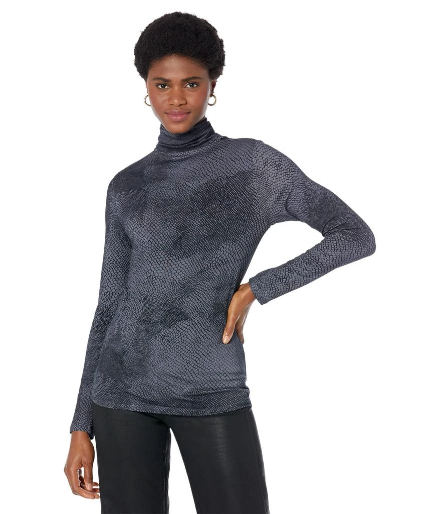 商品MAJESTIC FILATURES|Soft Touch Python Print Long Sleeve Turtleneck,价格¥1259,第1张图片
