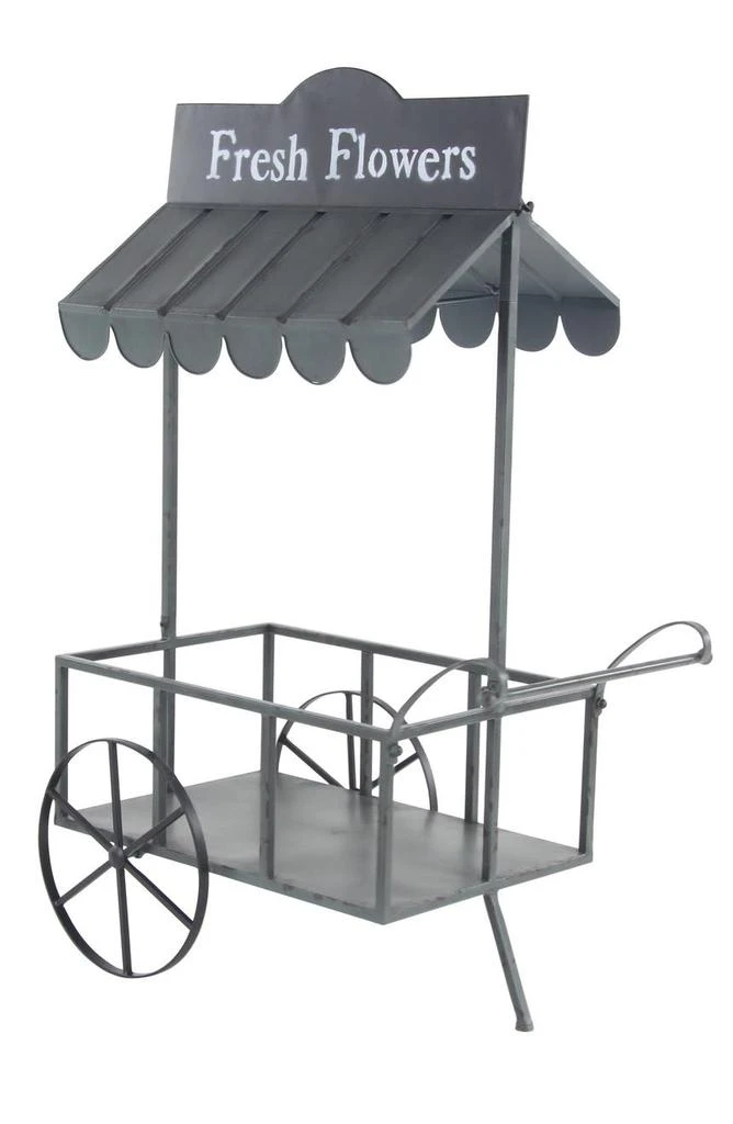 商品WILLOW ROW|Black Metal Indoor & Outdoor Flower Cart Plant Stand,价格¥1648,第3张图片详细描述
