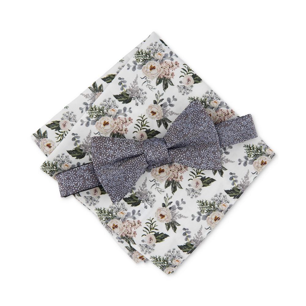 Men's Levetin Pre-Tied Floral Bow Tie & Pocket Square Set, Created for Macy's商品第1张图片规格展示