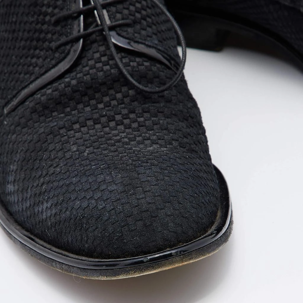 Louis Vuitton Black Damier Embossed Suede and Patent Leather Trim Lace Up Derby Size 43 商品