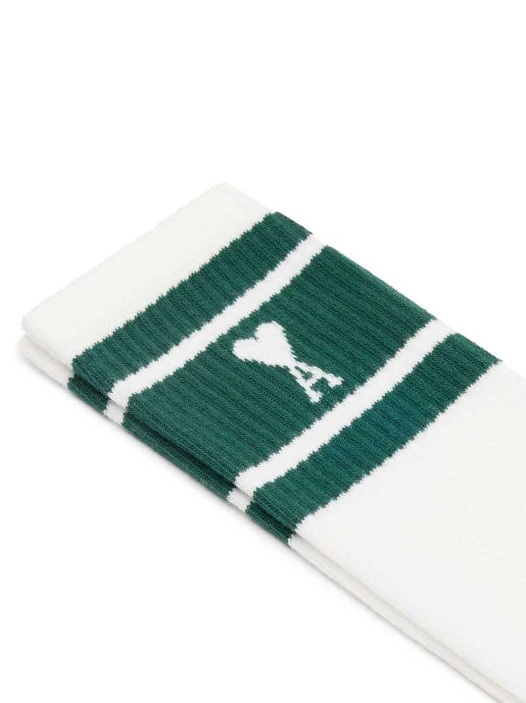 商��品AMI|striped intarsia-knit logo socks,价格¥401,第2张图片详细描述