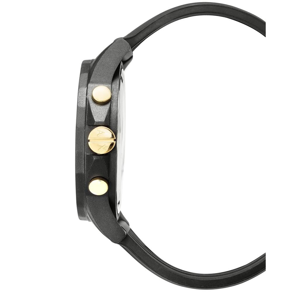 Men's Chronograph  Black Silicone Strap Watch 45mm Gift Set商品第5张图片规格展示