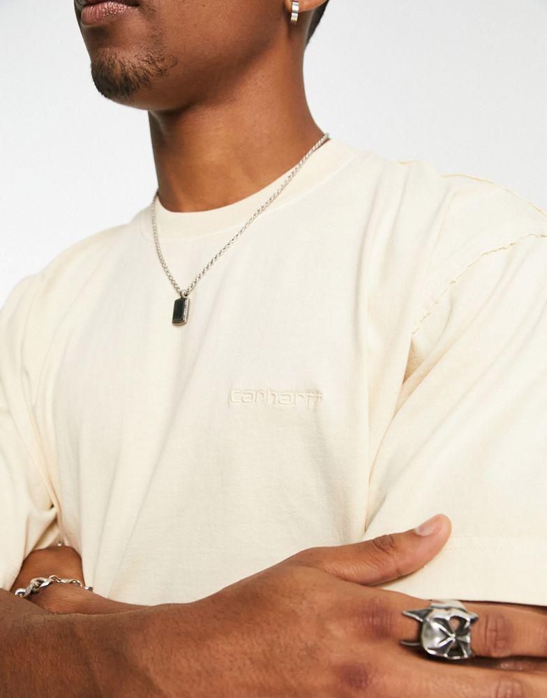 Carhartt WIP marfa raw seam t-shirt in light beige商品第2张图片规格展示
