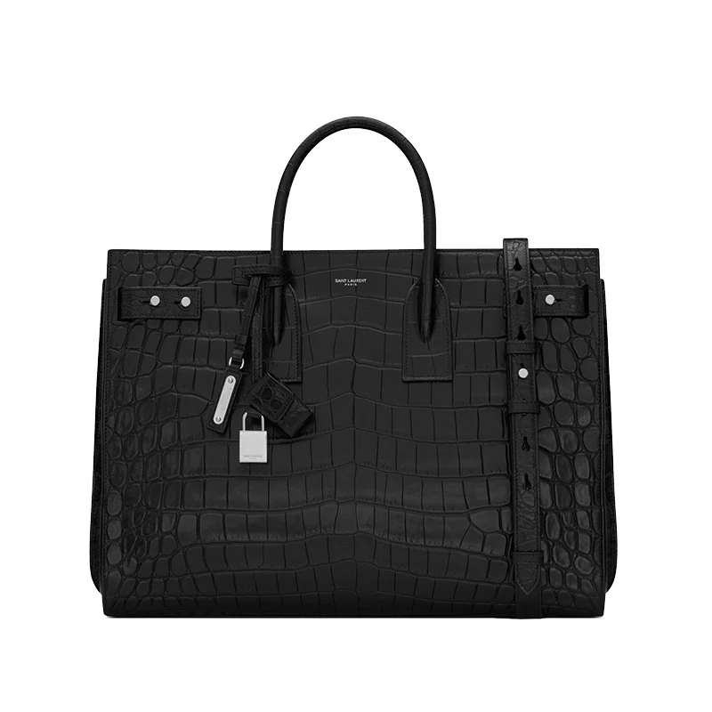 商品Yves Saint Laurent|SAINT LAURENT PARIS/圣罗兰 新款THIN LARGE 男士黑色鳄鱼皮压纹皮革大号日常手提包 6315260Q50E1000,价格¥23145,第1张图片