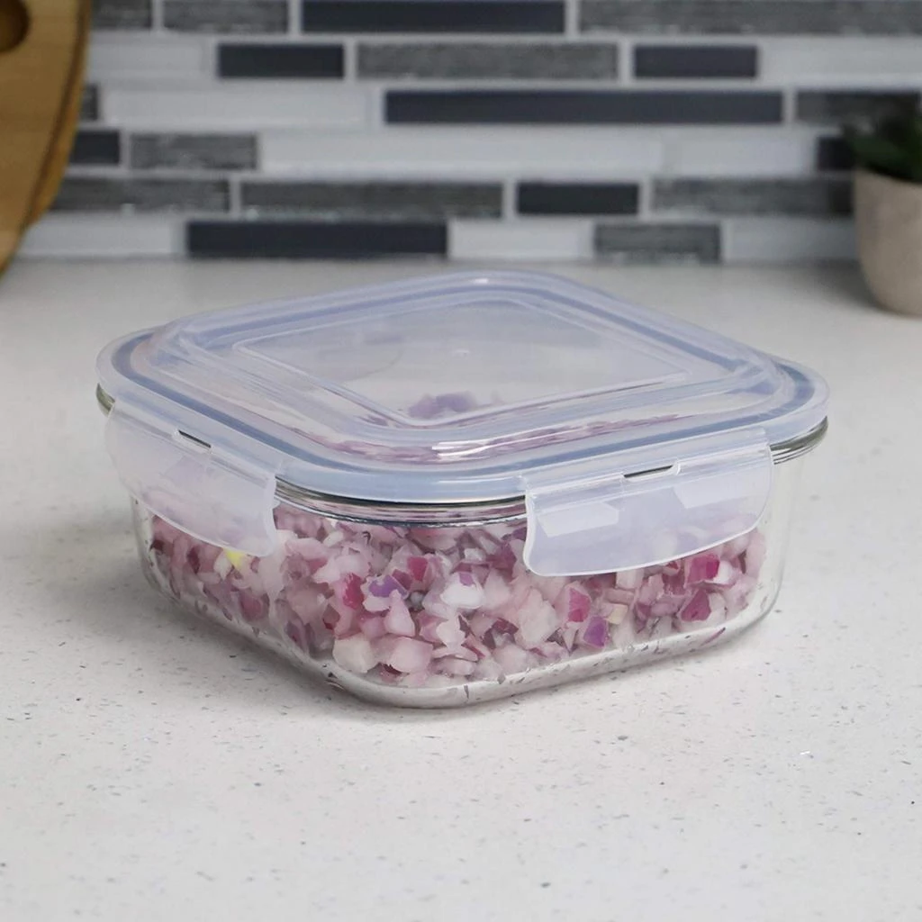 商品Michael Graves Design|Michael Graves Design 40 Ounce High Borosilicate Glass Rectangle Food Storage Container with Indigo Rubber Seal,价格¥135,第2张图片详细描述