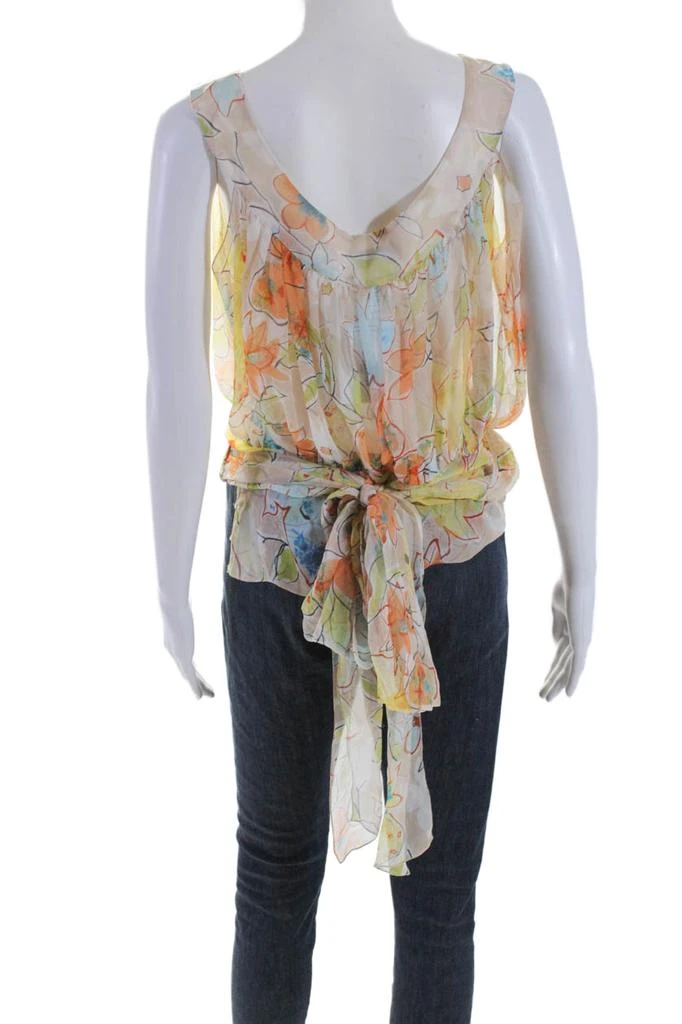 商品[二手商品] BLUMARINE|Womens Silk Chiffon Floral Print Tie Hem Blouse Multicolor,价格¥628,第3张图片详细描述