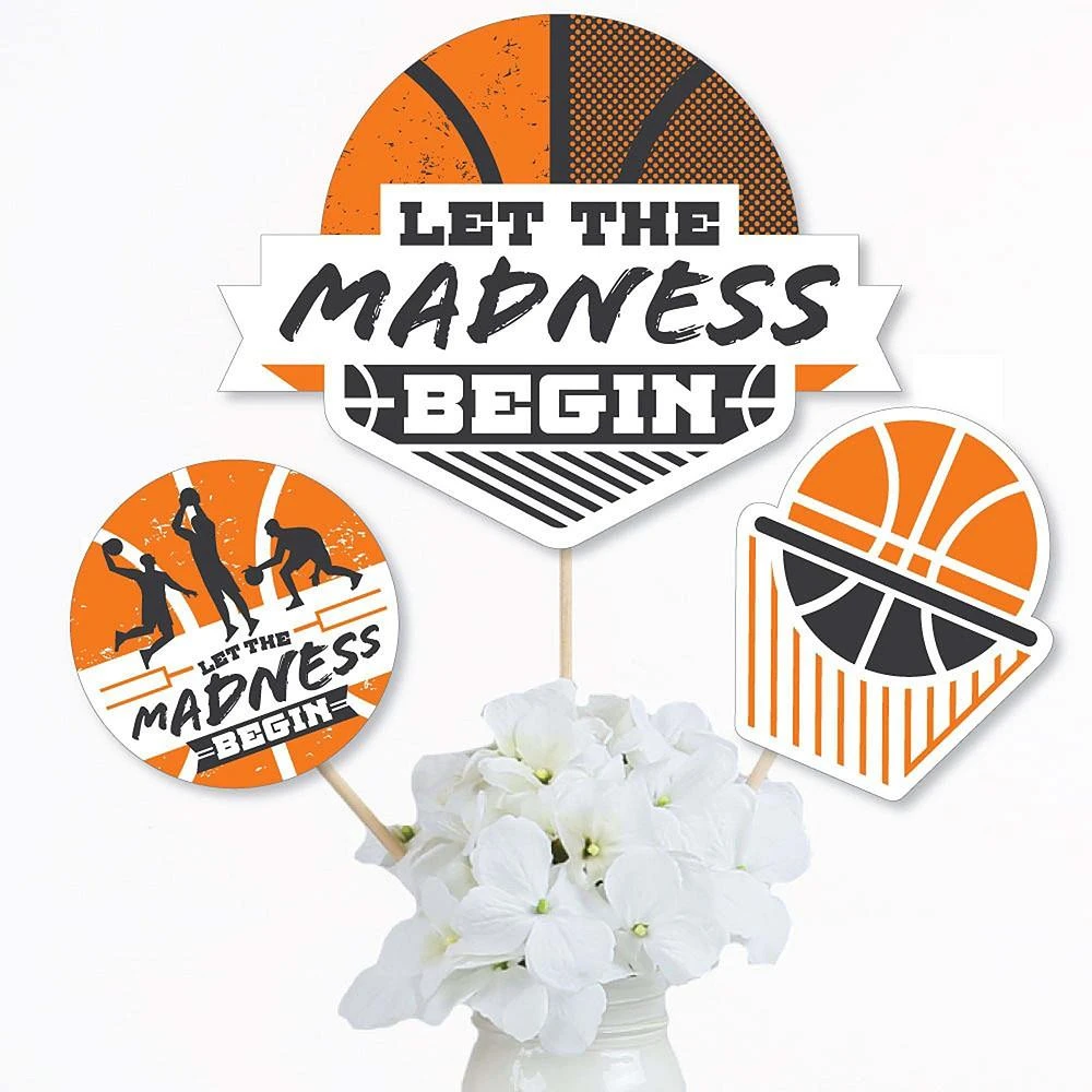 商品Big Dot of Happiness|Basketball - Let The Madness Begin - Centerpiece Sticks -Table Toppers-Set of 15,价格¥131,第2张图片详细描述