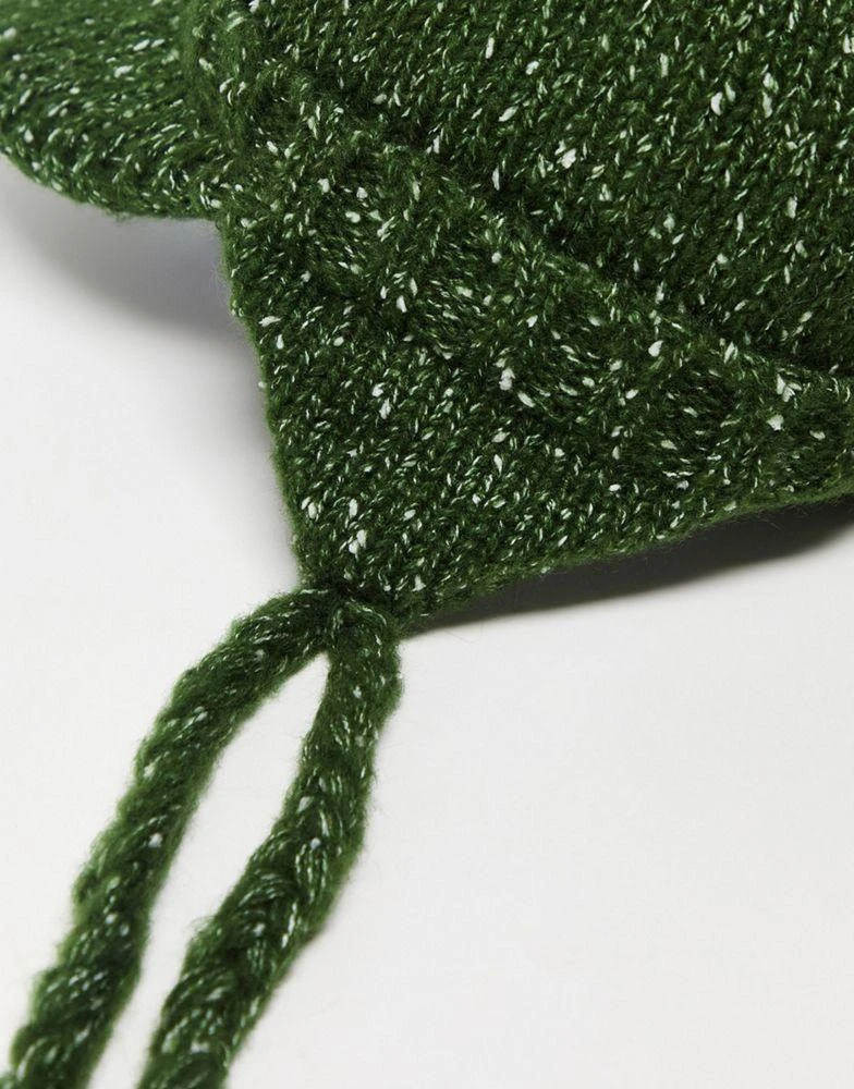 商品COLLUSION|COLLUSION Unisex knitted cap with tassels in green,价格¥61,第3张图片详细描述