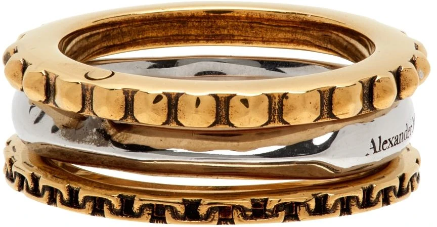商品Alexander McQueen|Gold & Silver Linked Rings,价格¥3071,第5张图片详细描述