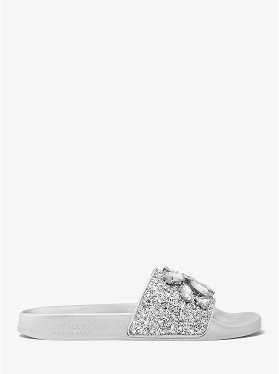 商品Michael Kors|Gilmore Jewel Embellished Glitter Slide Sandal,价格¥437,第4张图片详细描述