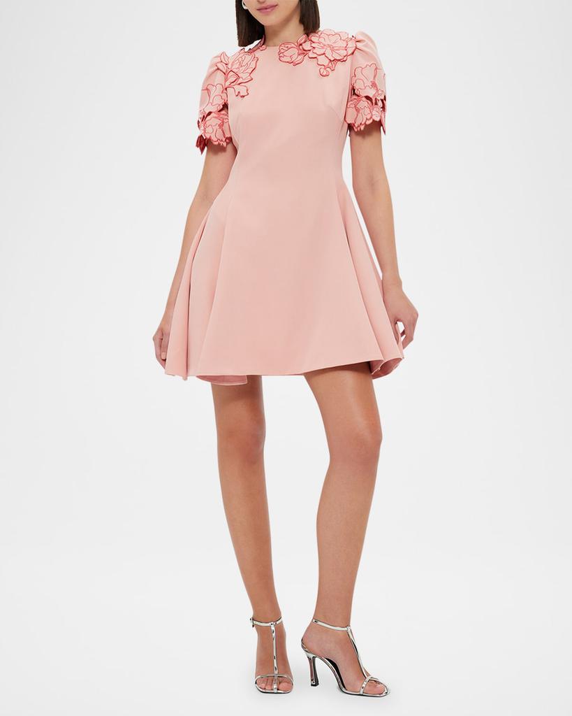 knee length dresses for ladies Aurelie Appliqué Short Sleeve Mini Dress