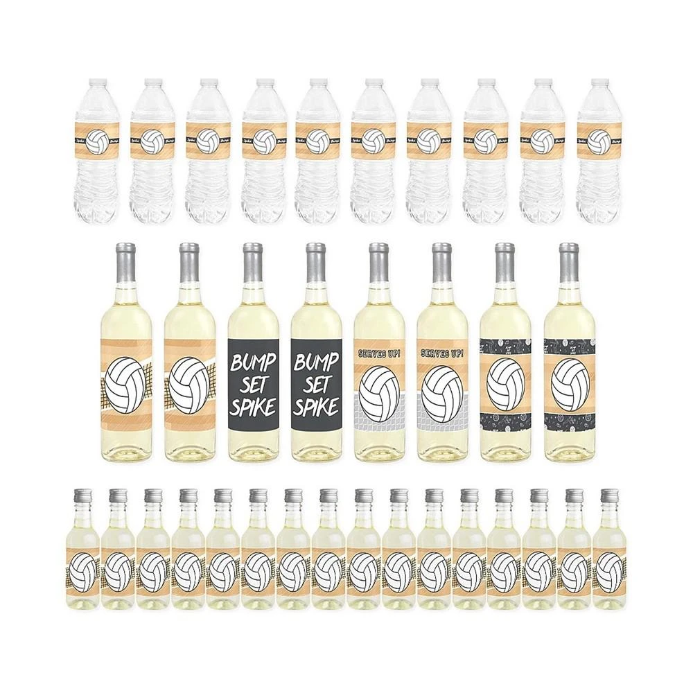 商品Big Dot of Happiness|Bump, Set, Spike - Volleyball - Baby Shower or Birthday Beverage Bar Kit - 34 Pc,价格¥149,第1张图片