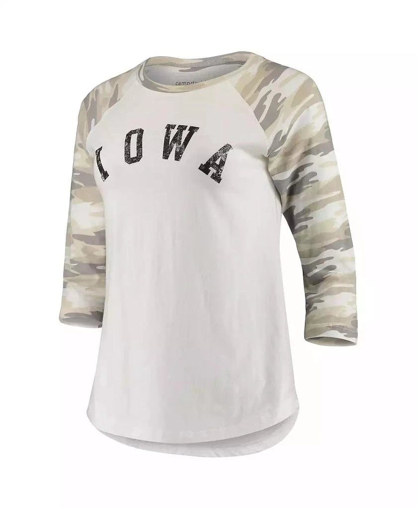 商品Camp David|Women's White and Camo Iowa Hawkeyes Boyfriend Baseball Raglan 3/4-Sleeve T-shirt,价格¥301,第2张图片详细描述