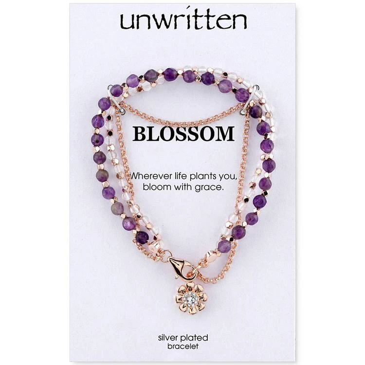 商品Unwritten|Triple Beaded Bracelet with Crystal Flower Charm in Rose Gold-Tone over Silver-Plate,价格¥105,第2张图片详细描述