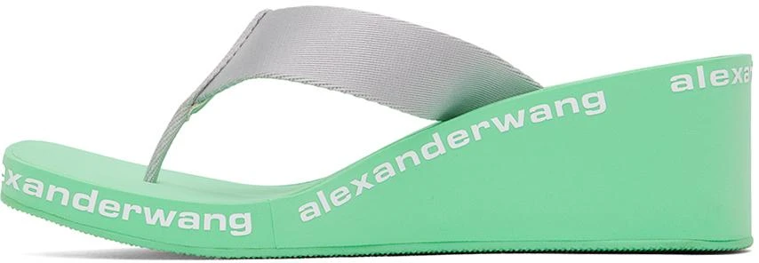 商品Alexander Wang|Green AW Wedge Flip Flop Sandals,价格¥2004,第3张图片详细描述