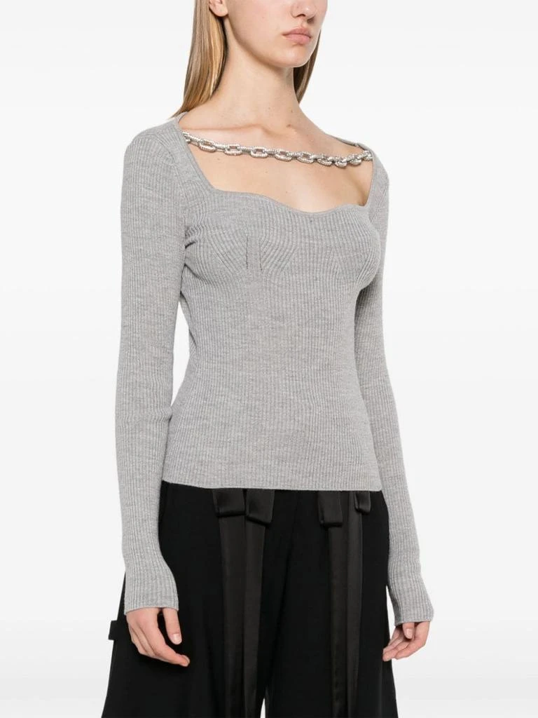 商品GIUSEPPE DI MORABITO|CRYSTAL CHAIN-LINK GREY SWEATER,价格¥2264,第2张图片详细描述