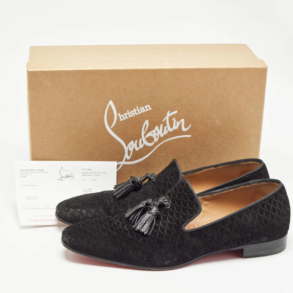 Christian Louboutin Black Embossed Suede Dandelion Smoking Slippers Size 42.5 商品