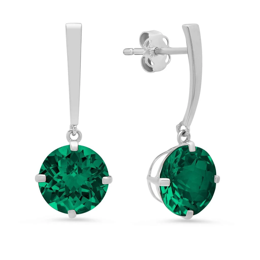 商品MAX + STONE|14k White Gold Solitaire Round-Cut Gemstone Drop Earrings (8mm),价格¥1028,第5张图片详细描述