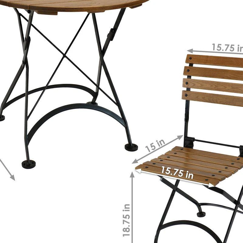 商品Sunnydaze Decor|European Chestnut Wood Folding Bistro Table and Chairs Set,价格¥5467,第2张图片详细描述