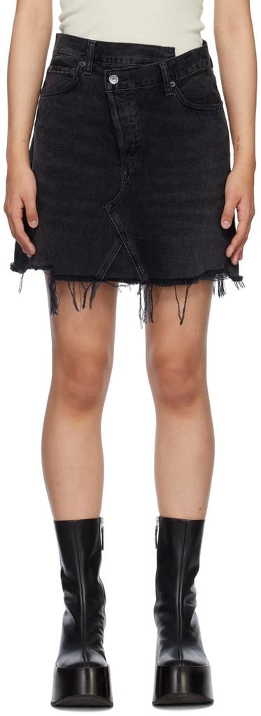 商品AGOLDE|Black Criss Cross Denim Miniskirt,价格¥551,第1张图片