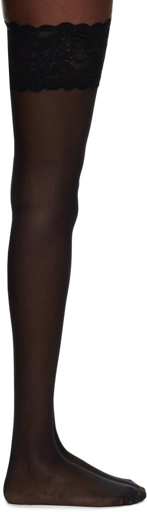 商品Wolford|Black Satin Touch 20 Stay-Up Socks,价格¥221,第1张图片