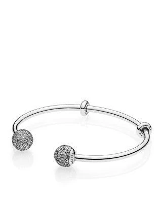 商品PANDORA|Fast Track Collection Sterling Silver & Cubic Zirconia Open Bangle ,价格¥928,第1张图片详细描述