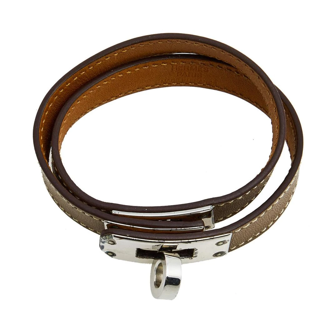 商品[二手商品] Hermes|Hermès Taupe Leather Palladium Plated Kelly Double Tour Bracelet M,价格¥2629,第5张图片详细描述