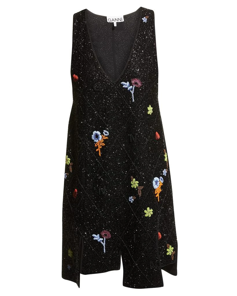 商品Ganni|V-Neck Beaded Panel Mini Dress,价格¥2308,第2张图片详细描述