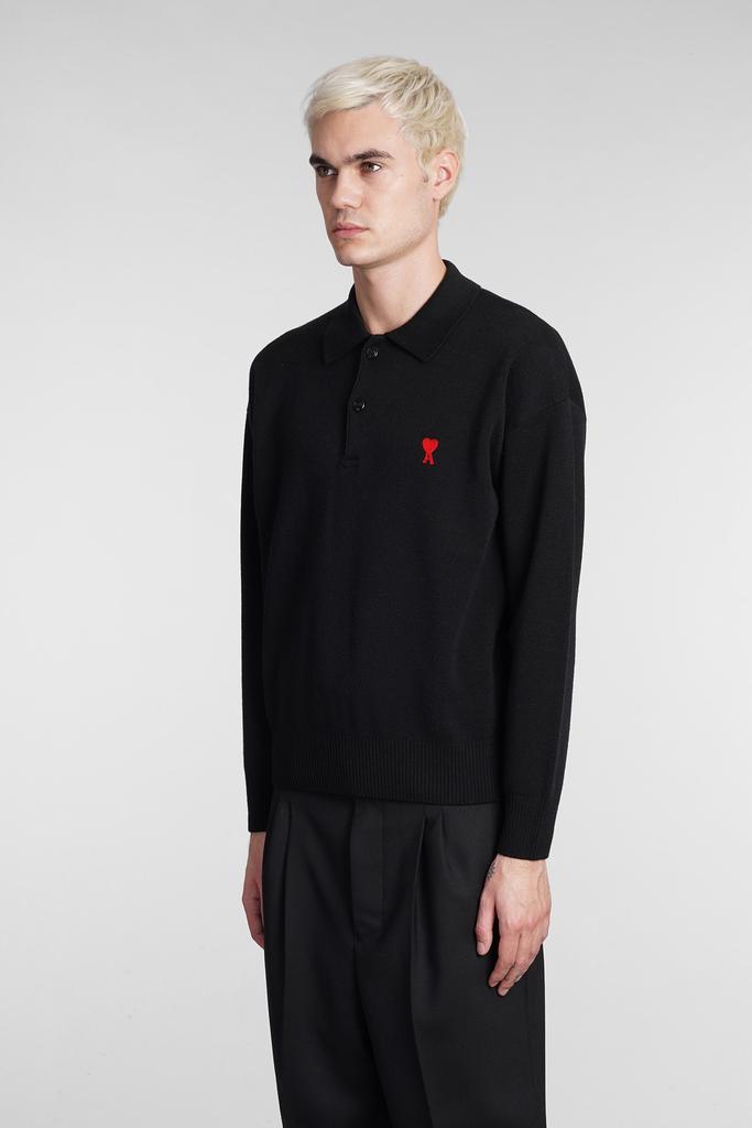 Ami Alexandre Mattiussi Polo In Black Wool商品第4张图片规格展示