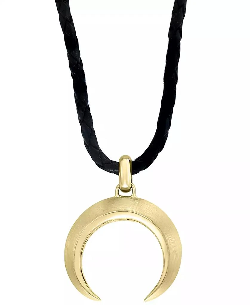 商品Effy|EFFY® Men's Moon Symbol Leather Cord 20" Pendant Necklace in 18k Gold-Plated Sterling Silver,价格¥2680,第1张图片