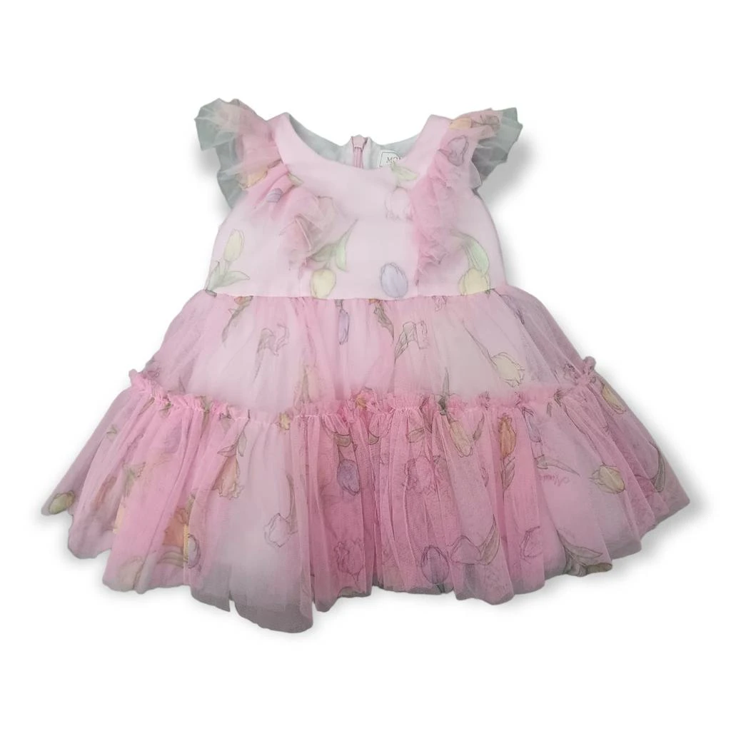 商品MONNALISA|Monnalisa Floral-Printed Tulle Crewneck Dress,价格¥1810,第1张图片