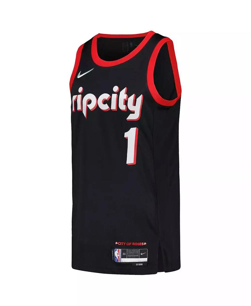 商品NIKE|Men's Anfernee Simons Black Portland Trail Blazers Swingman Player Jersey - City Edition,价格¥836,第3张图片详细描述