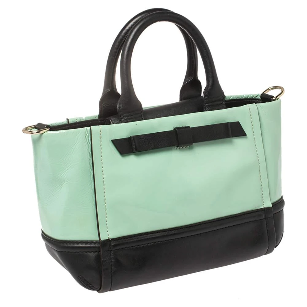 商品[二手商品] Kate Spade|Kate Spade Mint Green/Black Patent and Leather Chelsea Park Gigi Tote,价格¥1524,第3张图片详细描述