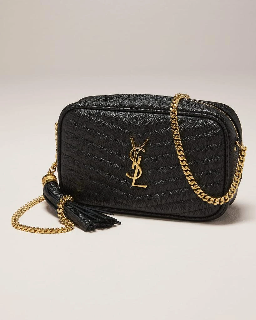 商品Yves Saint Laurent|Lou Mini Camera Bag in Grained Quilted Leather with Tassel and Gold Hardware,价格¥11992,第2张图片详细描述