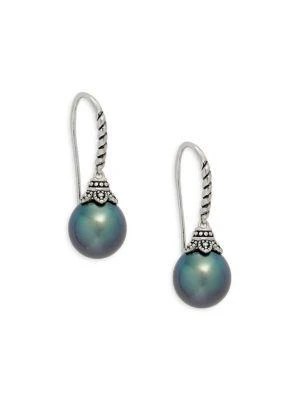 商品BELPEARL|Oceana Sterling Silver, Black Rhodium & 10MM Tahitian Pearl Drop Earrings,价格¥741,第1张图片