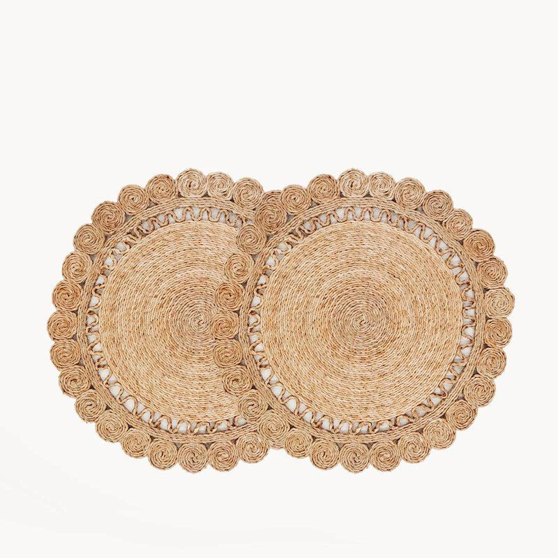 商品KORISSA|Jute Flower Placemat Set Of 2,价格¥412,第1张图片