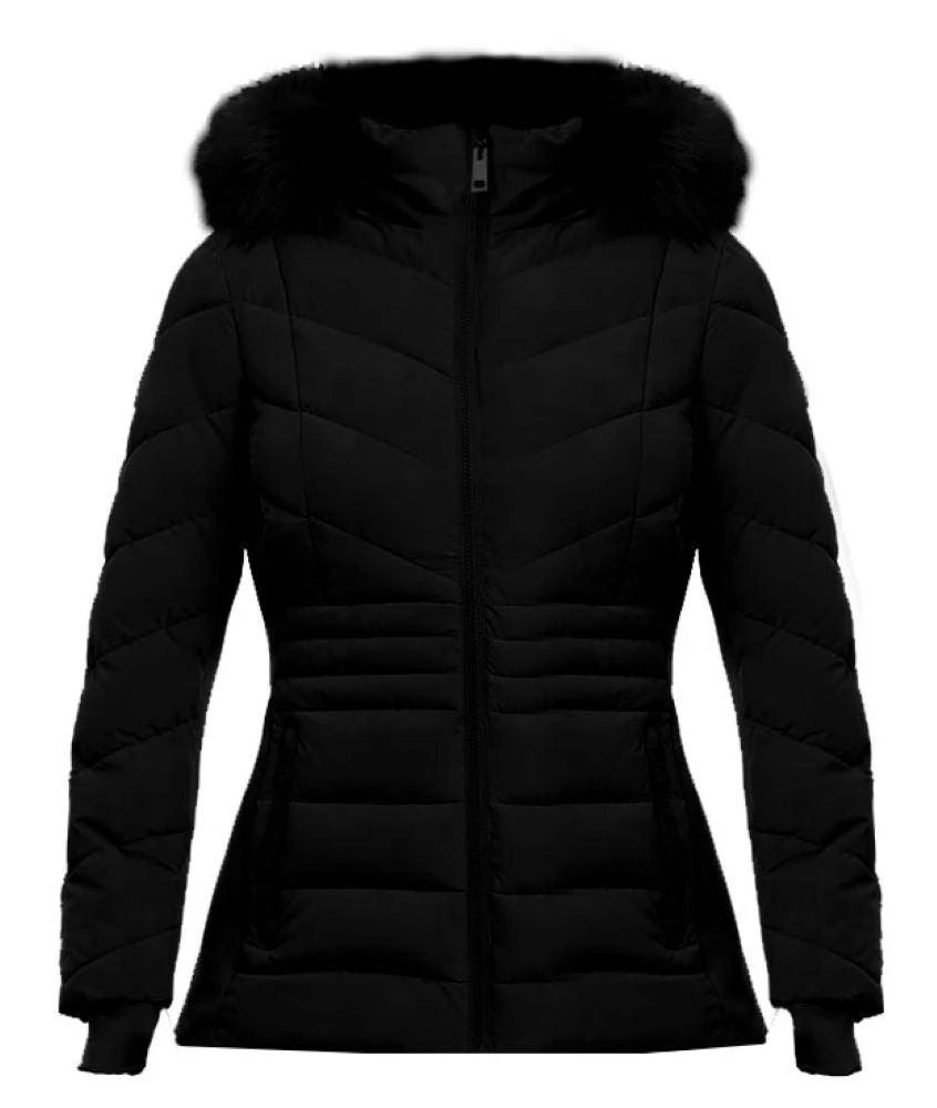 商品Michael Kors|Michael Michael Kors Women's Black Chevron Faux Fur Hooded Coat,价格¥1351,第2张图片详细描述