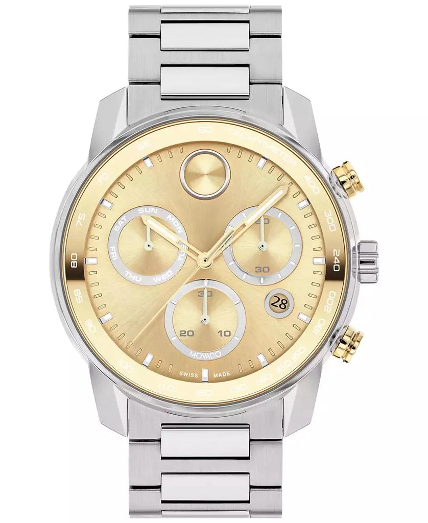 商品Movado|Men's Swiss Chronograph Bold Verso Stainless Steel Bracelet Watch 44mm,价格¥7453,第1张图片