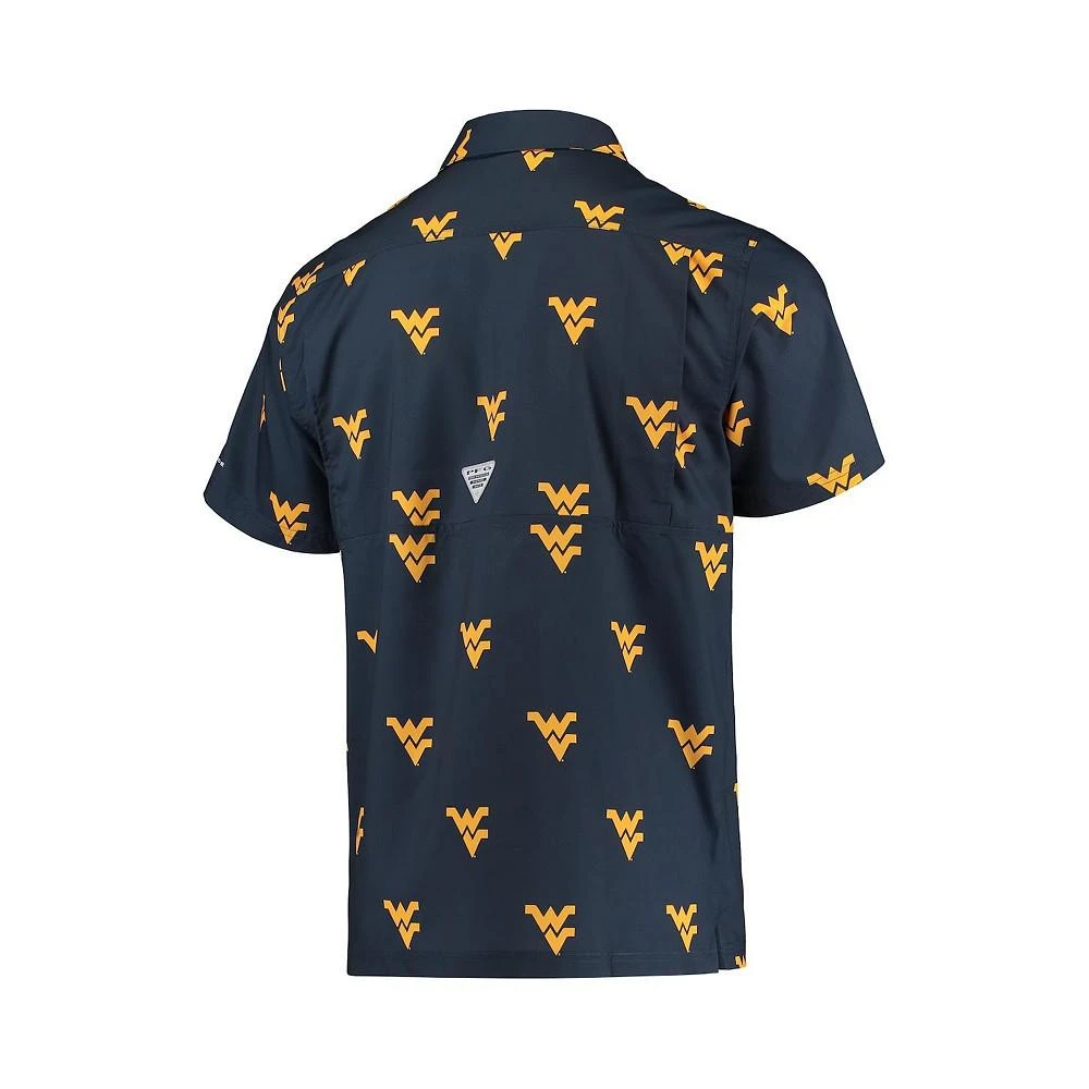 商品Columbia|Men's Navy West Virginia Mountaineers Super Slack Tide Omni-Shade Button-Up Shirt,价格¥397,第4张图片详细描述